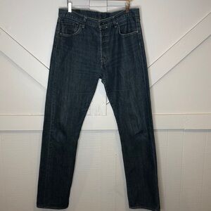 Levi's Mens Jeans 501 Dark Wash Classic Straight Leg Fit Cotton Button Fly 34x36